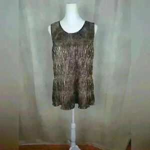 Jennifer Lopez Women tank top Brown Silver sequined shiny Size M